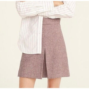 J Crew New Pleated Mini Skirt in English Bird's Eye Twill Wool Size 12 Preppy